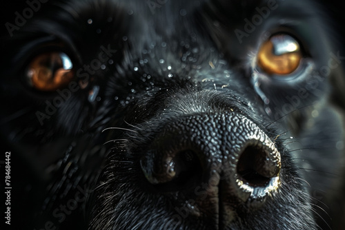 Intense Close-up of a Dog's Eyes and Wet Nose