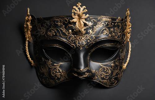 Gold Masquerade Venetian mask ornamented with rich decorative designs 