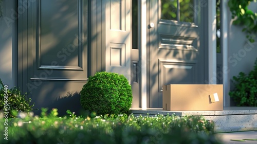 Sunlit Porch with Delivered Package - Welcoming Home Entrance photo