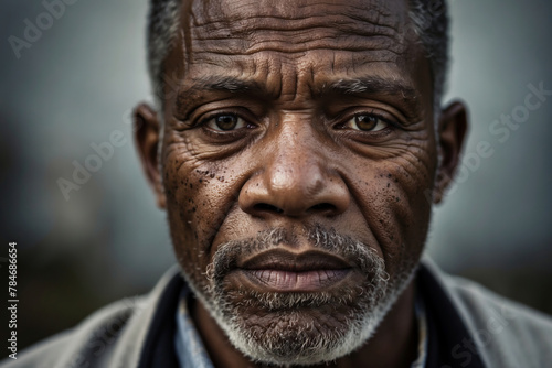 Tiefgründiges Porträt eines Afroamerikaners, dessen Gesicht Lebensgeschichten in sich birgt © KraPhoto