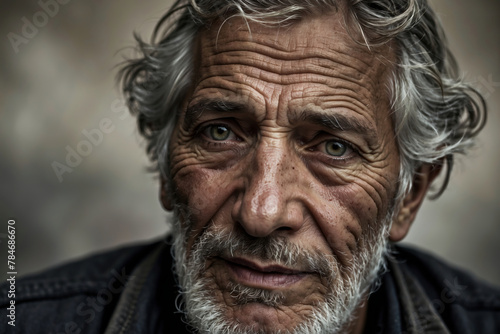 Portr  t eines italienischen Mannes  dessen Gesicht von einem Leben voller Erz  hlungen gepr  gt ist