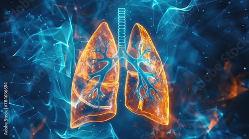 A CT model depicts a breathing lung, offering a dynamic and detailed view of its internal structures and function, providing valuable insights for medical diagnosis and treatment planning. photo