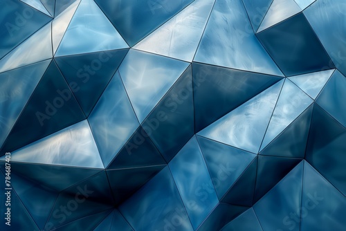 Geometric blue polyhedral background