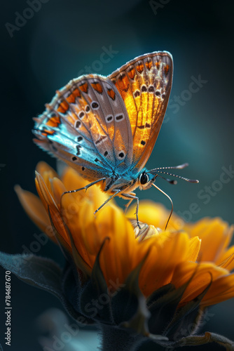 Vibrant Butterfly Perched on Blooming Sunflower