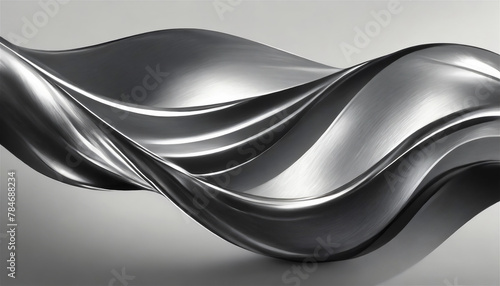 Abstract fluid metal bent form. Metallic shiny curved wave in motion. Design element steel texture effect. (ID: 784688234)