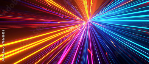 Hyperspace Motion: Abstract Neon Tunnel - Futuristic Speed and Vibrant Colors, Dynamic Energy