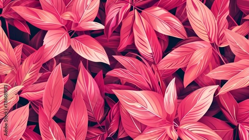 Pattern of vibrant pink tropical plant leaves - A full frame image of vibrant pink tropical plant leaves creating a pattern effect photo