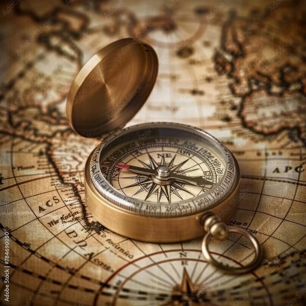old compass and an old map