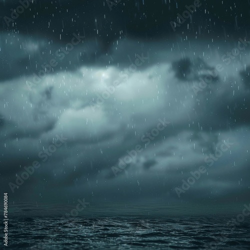 night sky and clouds and rain in sea