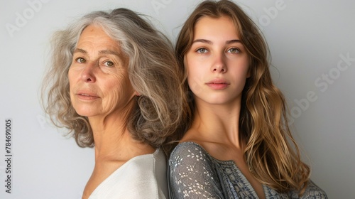 beauty portrait of woman and her daughter