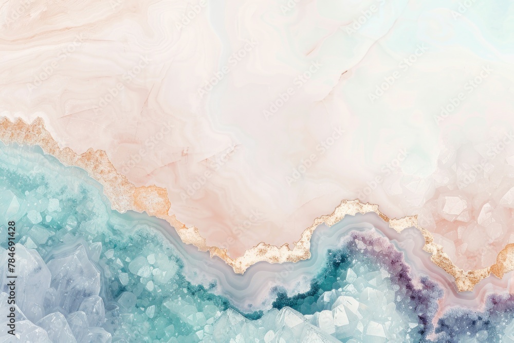 © Y_Malashkevych - a soft pastel geode pattern with crystalline structures and golden accents, which could be used as a luxurious background for web design or as a print for high-end stationery products. © Y_Malashkevych - a soft pastel geode pattern with crystalline structures and golden accents, which could be used as a luxurious background for web design or as a print for high-end stationery products.