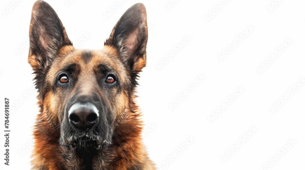shepherd dog on white background generative ai