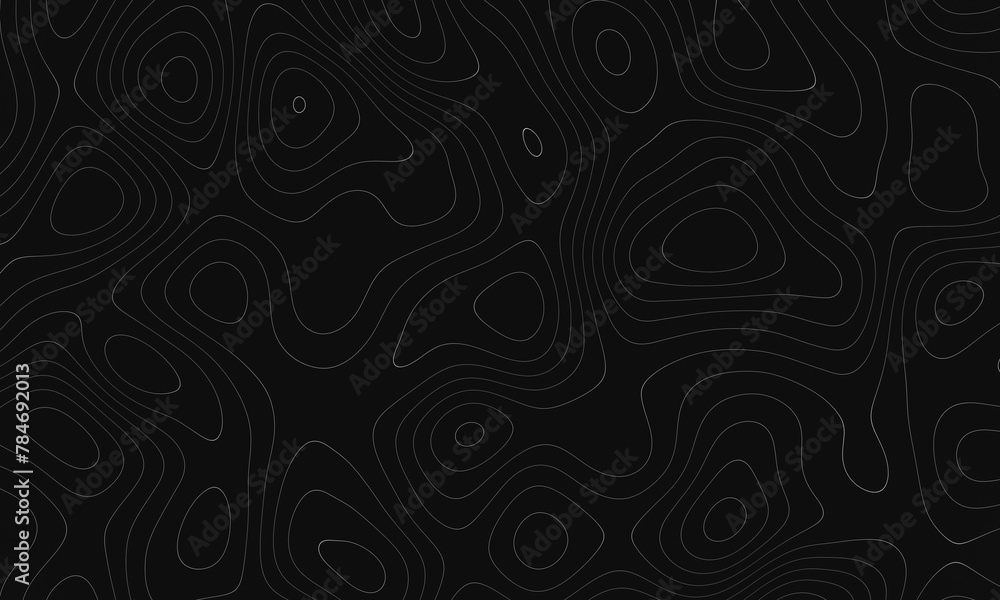 Abstract topographic contour map concept, cartography geographic terrain pattern design, topo wavy black and white mountain surface, liquid line art background animation
