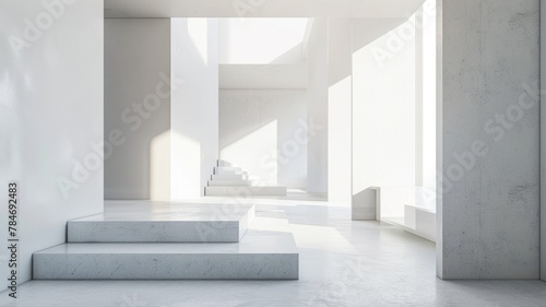 Modern architectural white interior with light - Pristine white architectural space with a play of light and shadow, denoting concepts of modernity and design