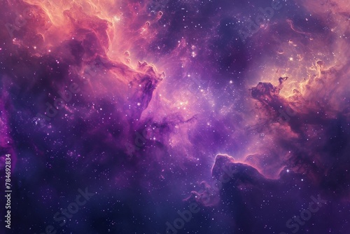 This photo showcases a vibrant space filled with numerous stars  creating a captivating and fascinating sight  A vivid pattern of space dust and interstellar clouds  AI Generated