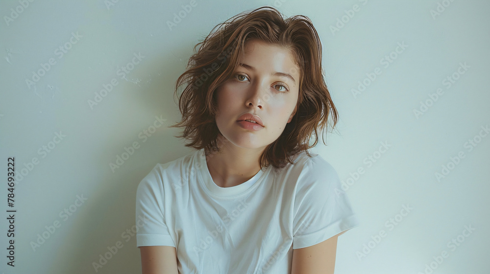 Fototapeta premium young woman with a short summer hairstyle