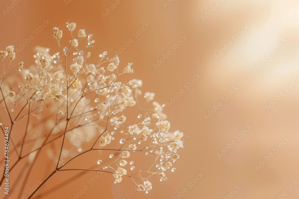 Serene Beige Toned Minimalist Floral Background with Soft Light Serene Beige Toned Minimalist Floral Background with Soft Light
