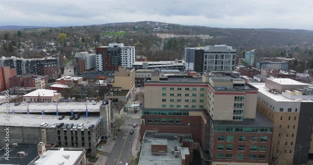 Afternoon spring 2024 aerial video of the area surrounding the City of Ithaca, NY, USA Afternoon spring 2024 aerial video of the area surrounding the City of Ithaca, NY, USA