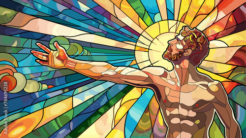 The Creation of Adam stained glass window