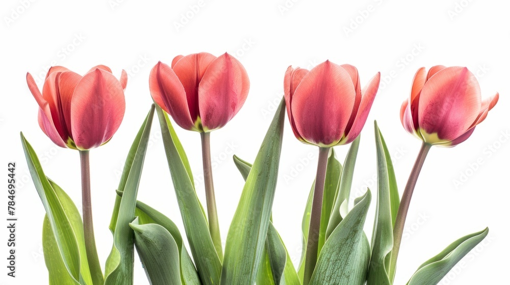 Naklejka premium tulips on white background generative ai