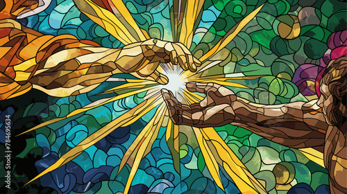 The Creation of Adam stained glass window