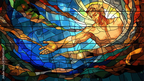 The Creation of Adam stained glass window