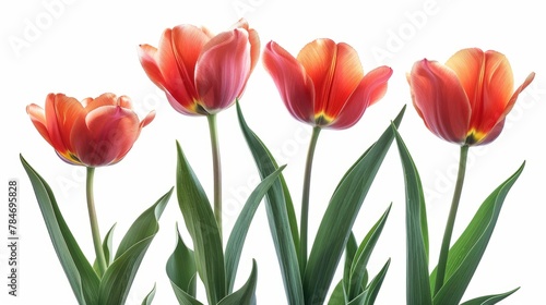 tulips on white background generative ai © Kelly