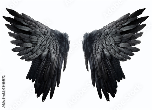 Black angel wings isolated on a white background