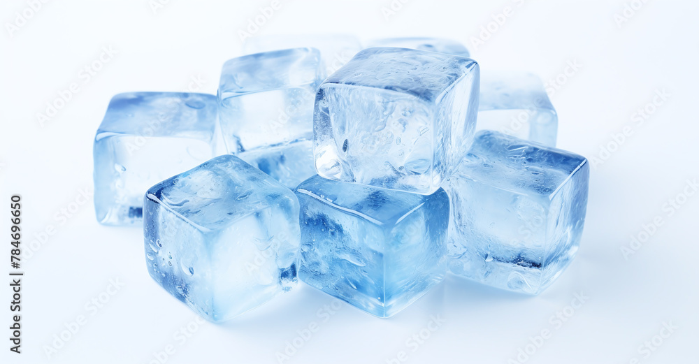 Many ice cubes isolated on a white background Many ice cubes isolated on a white background
