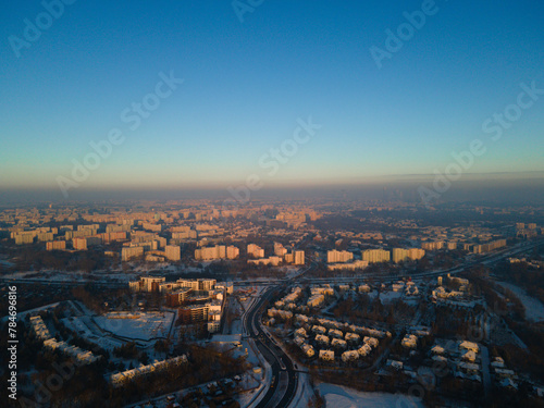 Warsaw cityscape view in the morning 