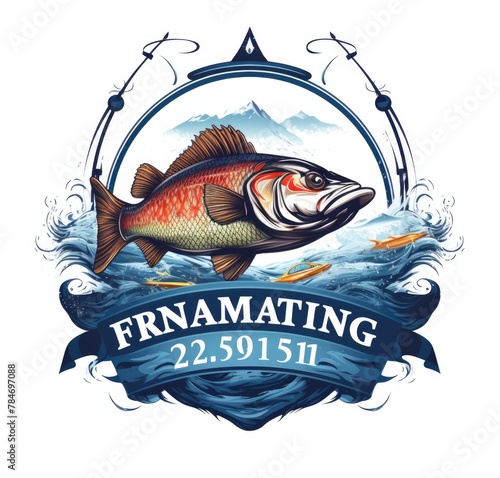 fishing tournament illustration template for logo and t shirt print