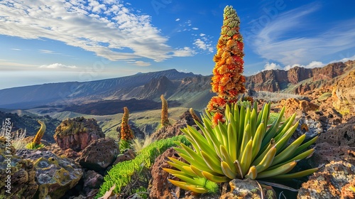 On the island of Tenerife, in Spain's Teide National Park, a unique plant called Tower of Jewels grows. photo