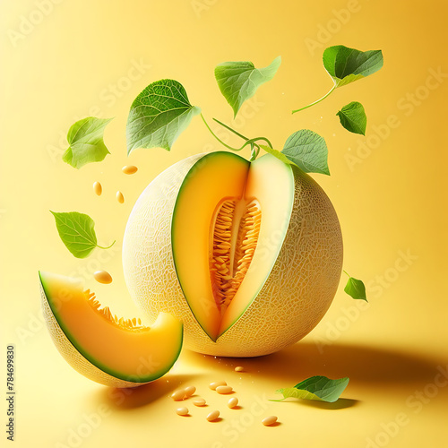 Sweet Melon Delight Cinematic Cantaloupe Wallpaper. A melon is any of various plants of the family Cucurbitaceae with sweet, edible, and fleshy fruit. Cucumis. melon slice. sliced fruit. Cucumis melo. photo