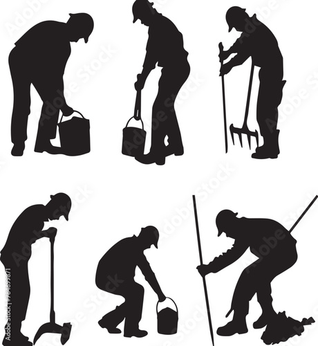 Silhouette of labors working. Silhouette vector of Happy Labor Day concept idea. Vector illustration