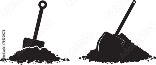 shovel stuck in soil black silhouette vector for Labor Day, silhouette vector illustration