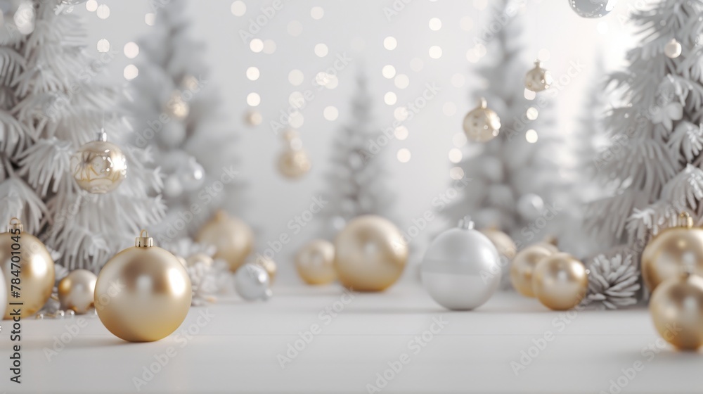 Christmas Bauble, Baubles on Solid tone Surface. A panoramic image showcasing baubles in vibrant colored tones reflecting a wintry setting placed on a solid surface, creating a cozy holiday scene Christmas Bauble, Baubles on Solid tone Surface. A panoramic image showcasing baubles in vibrant colored tones reflecting a wintry setting placed on a solid surface, creating a cozy holiday scene