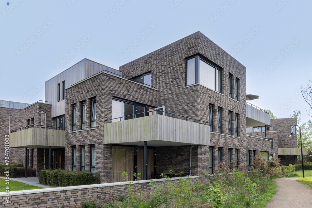 Modern apartment building in suburban green area Dousberg in Maastricht in The Netherlands