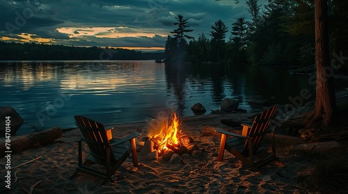 Summer nights around a crackling beach bonfire evoke nostalgic memories of laughter and joy shared by the lake.