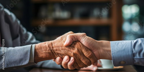 Multigenerational Handshake Symbolizing Unity and Partnership © smth.design
