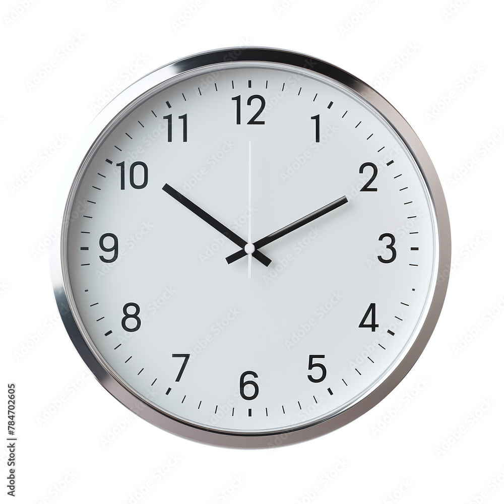 A white clock isolated on a transparent background A white clock isolated on a transparent background