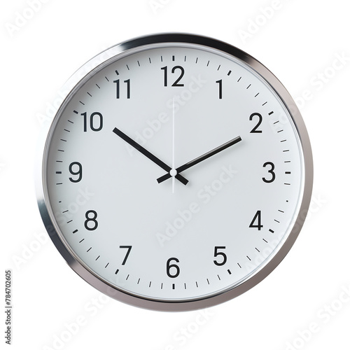 A white clock isolated on a transparent background