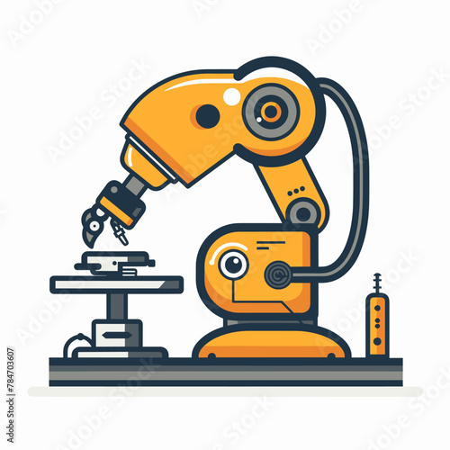Robotic arm on white background. Vector illustration in flat style.
