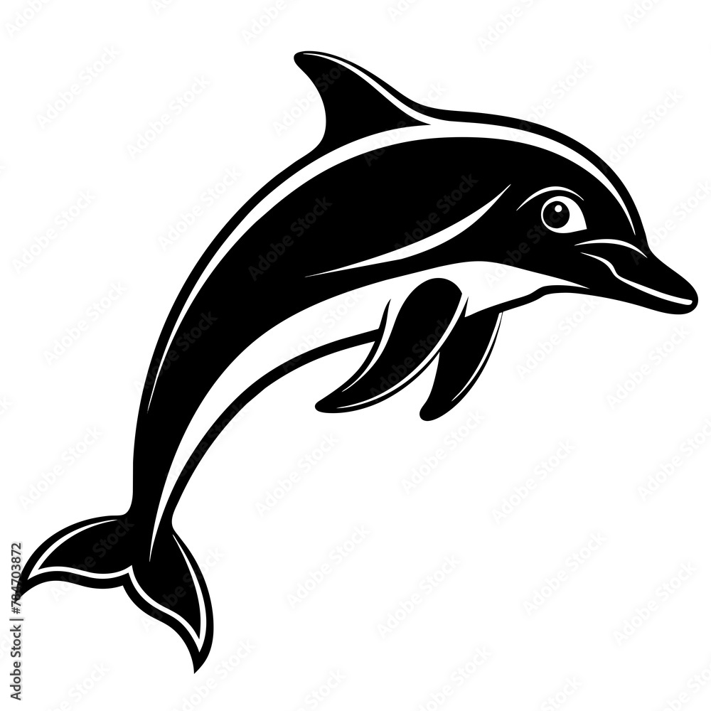 Fototapeta premium dolphin silhouette isolated on white