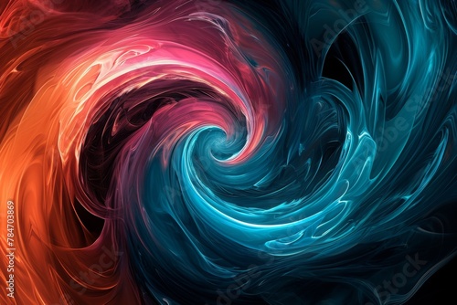 A computer-generated image showcasing a vibrant and dynamic swirl of colors, Abstract swirling colors representing a futuristic wind storm, AI Generated photo