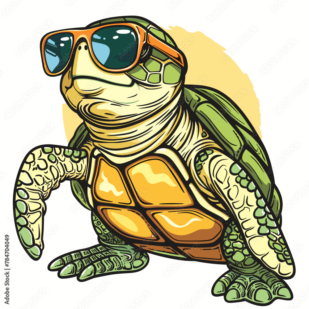 Fototapeta premium Turtle in sunglasses. Vector illustration of a turtle in sunglasses.
