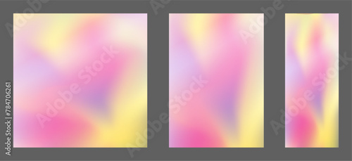 A set of templates with a colorful background. Colorful gradient with blur. The effect of liquid art and smooth flow of color.