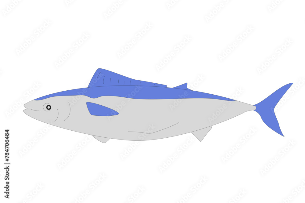 Tuna isolated on white background. Simple Fish vector line art illustration Tuna isolated on white background. Simple Fish vector line art illustration