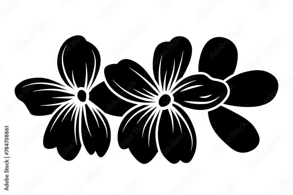 Obraz premium Three vintage flowers set. Template, pattern, symbol, sign, icon, silhouette, tattoo. Black stamp.