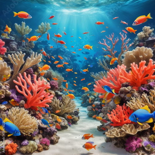 tropical coral reef with fish
