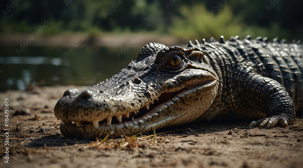 American alligator along the river American alligator along the river